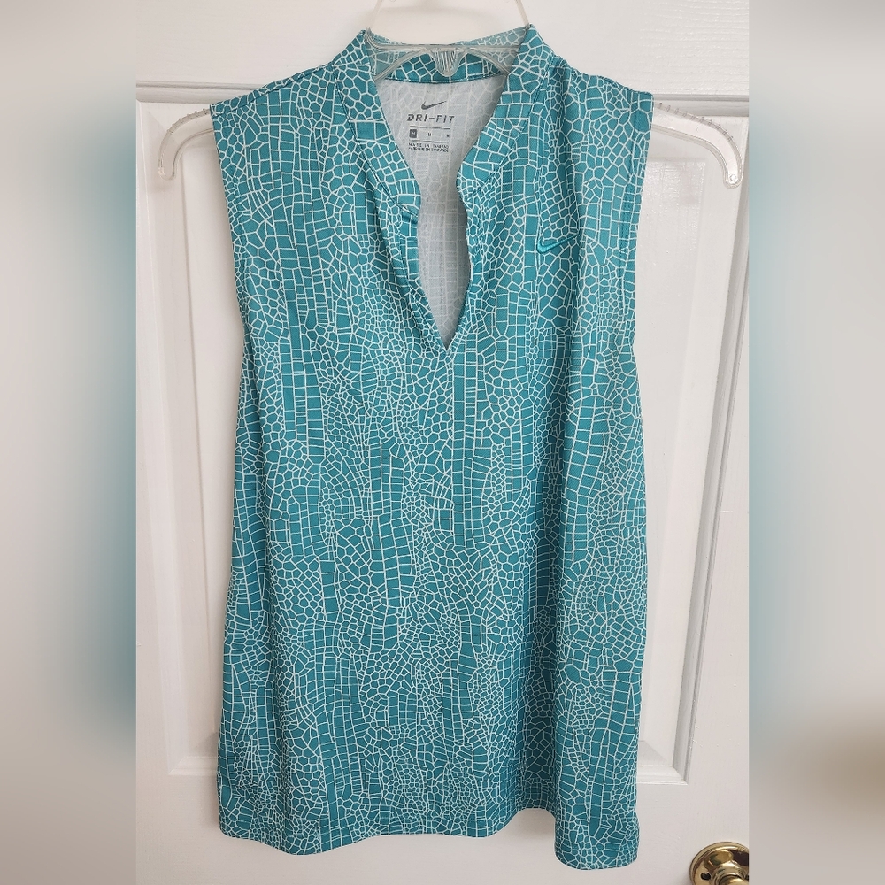 Nike Dri-FIT Teal and White Athletic Top